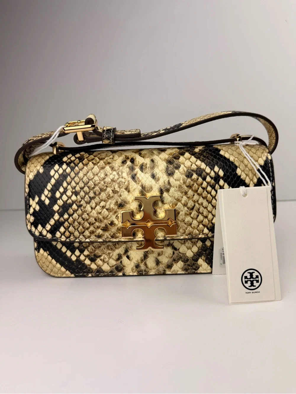 $598 Tory Burch Eleanor Exotic E/W Small Convertible Shoulder Bag